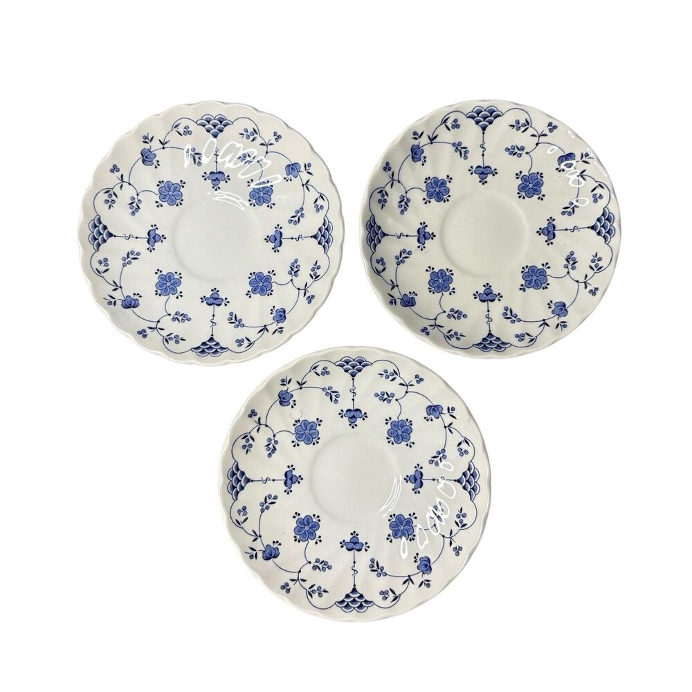 Vintage Blue Myott Staffordshire Finlandia Saucer Dessert Plates Set of 3